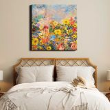 Odilon Redon-inspired flower background, vintage collage element illustration psd — room mockup view 17