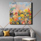 Odilon Redon-inspired flower background, vintage collage element illustration psd — room mockup view 21