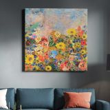 Odilon Redon-inspired flower background, vintage collage element illustration psd — room mockup view 3