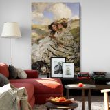 On the Dunes - Romantic Victorian Lady and Child Beach Scene By James Jebusa Shannon canvas wall art