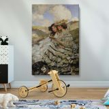 On the Dunes - Romantic Victorian Lady and Child Beach Scene By James Jebusa Shannon canvas wall art - Image 2