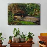 Ophelia by Sir John Everett Millais - single-panel canvas displayed above a console table