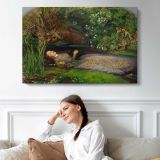 Ophelia by Sir John Everett Millais - single-panel canvas displayed above a sofa