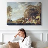 Orpheus and the Beasts by Aelbert Cuyp - single-panel canvas displayed above a sofa