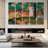Pastorales Tahitiennes by Paul Gauguin - multi-panel canvas displayed in a modern living room
