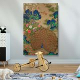 Peacock and Flowers - 17th Century Chinese Botanical Scene canvas wall art - Image 2