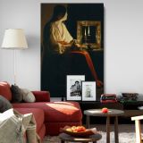 Penitent Magdalen - Candlelight and Skull Chiaroscuro Scene By Georges de La Tour canvas wall art