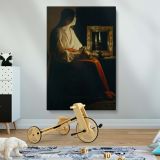 Penitent Magdalen - Candlelight and Skull Chiaroscuro Scene By Georges de La Tour canvas wall art - Image 2