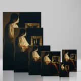 Penitent Magdalen - Candlelight and Skull Chiaroscuro Scene By Georges de La Tour canvas wall art - Image 4