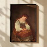 Penitent Magdalene - Caravaggio Repentant Woman with Pearls and Soft Shadows canvas wall art - Image 2