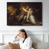 Percival Delivering Belisane from the Enchantment of Urma by Henry Fuseli - single-panel canvas displayed above a sofa