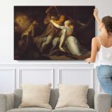 Percival Delivering Belisane from the Enchantment of Urma by Henry Fuseli - single-panel canvas shown with a person for scale