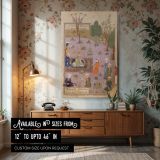 Persian Garden Feast - Iranian Miniature with Pink Ground and Robes canvas wall art