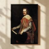 Philip IV in Fraga - Velazquez Royal Red Attire with Staff of Command canvas wall art - Image 2