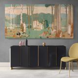 Picnic in the Park — single-panel canvas above a sideboard