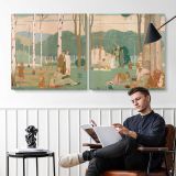 Picnic in the Park — two-panel canvas arrangement in a room