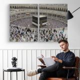 Pilgrims Encircling the Kaaba Courtyard - two-panel canvas displayed in a reading room
