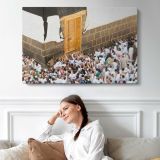 Pilgrims Entering the Grand Mosque - single-panel canvas displayed above a sofa
