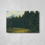 Pine Forest Clearing - single-panel canvas displayed above a console table