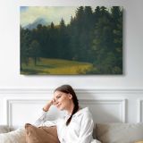 Pine Forest Clearing - single-panel canvas displayed above a sofa