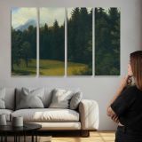 Pine Forest Clearing - multi-panel canvas displayed above a sofa