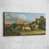 Pirna - The Obertor from the South by Bernardo Bellotto — single-panel canvas shown on a pale studio wall