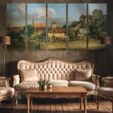 Pirna - The Obertor from the South by Bernardo Bellotto — three-panel canvas in a lounge
