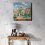 Pissarro Pontoise art print, impressionist painting, The Garden in the sun — room mockup view 1