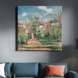 Pissarro Pontoise art print, impressionist painting, The Garden in the sun — room mockup view 3