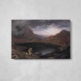 Pool in the Riesengebirge by Adrian Ludwig Richter - single-panel canvas displayed above a console table