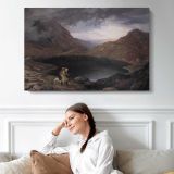 Pool in the Riesengebirge by Adrian Ludwig Richter - single-panel canvas displayed above a sofa