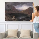 Pool in the Riesengebirge by Adrian Ludwig Richter - single-panel canvas shown with a person for scale