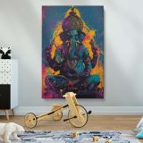 Pop Art Ganesha - Bold Hindu God in Sacred Symbolism canvas wall art - Image 2
