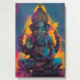 Pop Art Ganesha - Bold Hindu God in Sacred Symbolism canvas wall art - Image 7