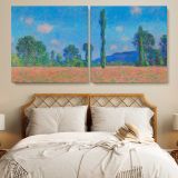 Poppy Field at Giverny by Claude Monet — single-panel canvas in a bedroom