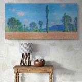 Poppy Field at Giverny by Claude Monet — single-panel canvas above a console table