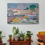 Port by Andre Derain - single-panel canvas displayed above a console table