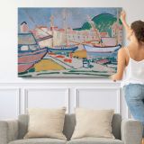 Port by Andre Derain - single-panel canvas shown with a person for scale