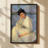 Portrait of a Lady by Edmund Tarbell - White Dress and Pale Blue Water canvas wall art - Image 2