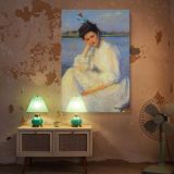 Portrait of a Lady by Edmund Tarbell - White Dress and Pale Blue Water canvas wall art - Image 5