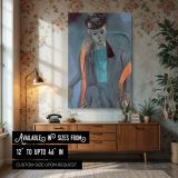 Portrait of Artist's Wife - Henri Matisse Fauvist Blue and Coral Composition canvas wall art