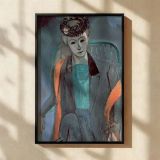 Portrait of Artist's Wife - Henri Matisse Fauvist Blue and Coral Composition canvas wall art - Image 2