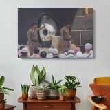 Prayer at the Grand Mosque - single-panel canvas displayed above a console table