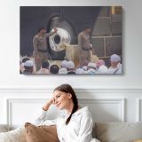 Prayer at the Grand Mosque - single-panel canvas displayed above a sofa