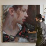 Profile Portrait with a Red Flower by Daniel Gerhartz — room mockup view 3