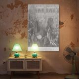 Queen of Sheba Visits Solomon - Gustave Dore Palace Scene with Attendants canvas wall art - Image 5