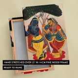 Radha and Krishna Dancing - Spiritual Folk Watercolor Scene By Unknown Indian Artist canvas wall art - Image 6