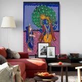 Radha and Krishna - Traditional Gouache Devotional Scene canvas wall art