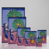 Radha and Krishna - Traditional Gouache Devotional Scene canvas wall art - Image 4