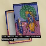 Radha and Krishna - Traditional Gouache Devotional Scene canvas wall art - Image 6